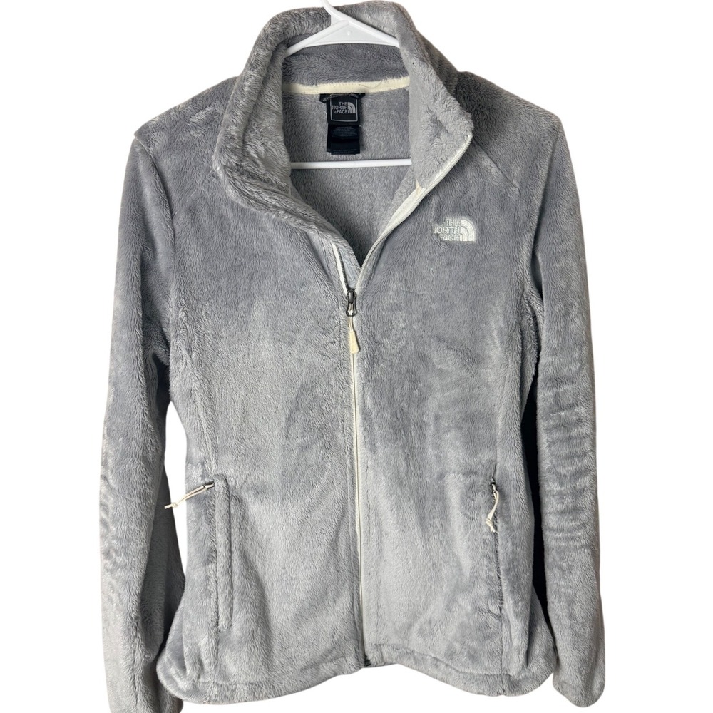The North Face Osito 2 Fleece Jacket Womens Medium Light Grey Full Zip Mock Neck